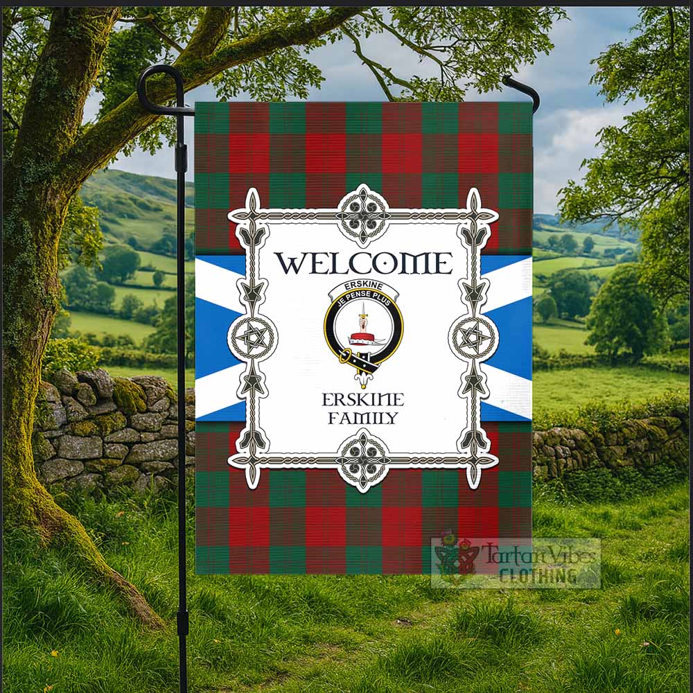 Erskine Family Crest Tartan Welcome Garden Flag Saltire Harmony Style - Tartan Vibes Clothing
