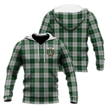 Erskine Green Tartan Knitted Hoodie with Family Crest