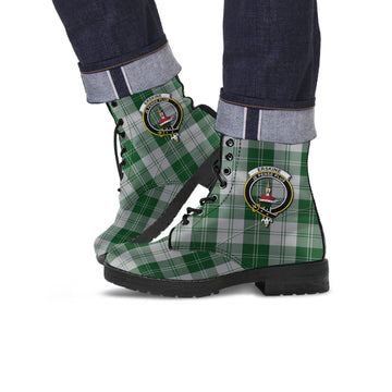 Erskine Green Tartan Leather Boots with Family Crest
