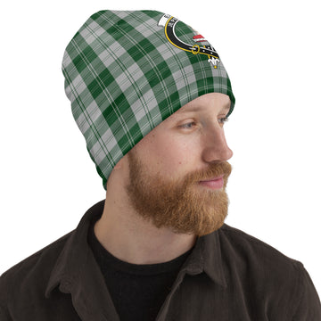Erskine Green Tartan Beanies Hat with Family Crest