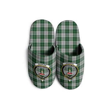 Erskine Green Tartan Home Slippers with Family Crest