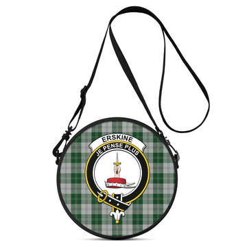 Erskine Green Tartan Round Satchel Bags with Family Crest