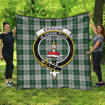 Erskine Green Tartan Quilt with Family Crest