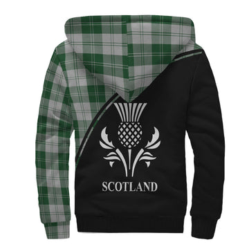 Erskine Green Tartan Sherpa Hoodie with Family Crest Curve Style
