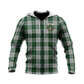 Erskine Green Tartan Knitted Hoodie with Family Crest