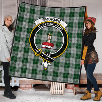 Erskine Green Tartan Quilt with Family Crest