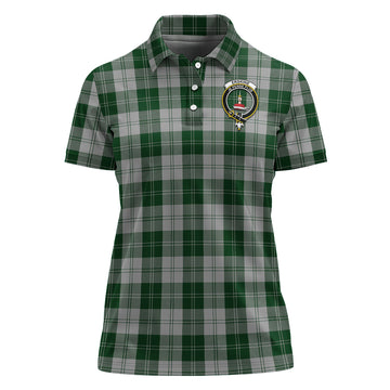 Erskine Green Tartan Polo Shirt with Family Crest For Women