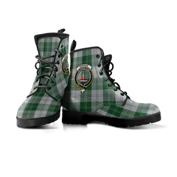 Erskine Green Tartan Leather Boots with Family Crest