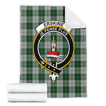 Erskine Green Tartan Blanket with Family Crest