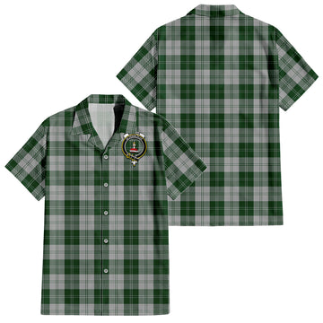 Erskine Green Tartan Short Sleeve Button Down Shirt with Family Crest