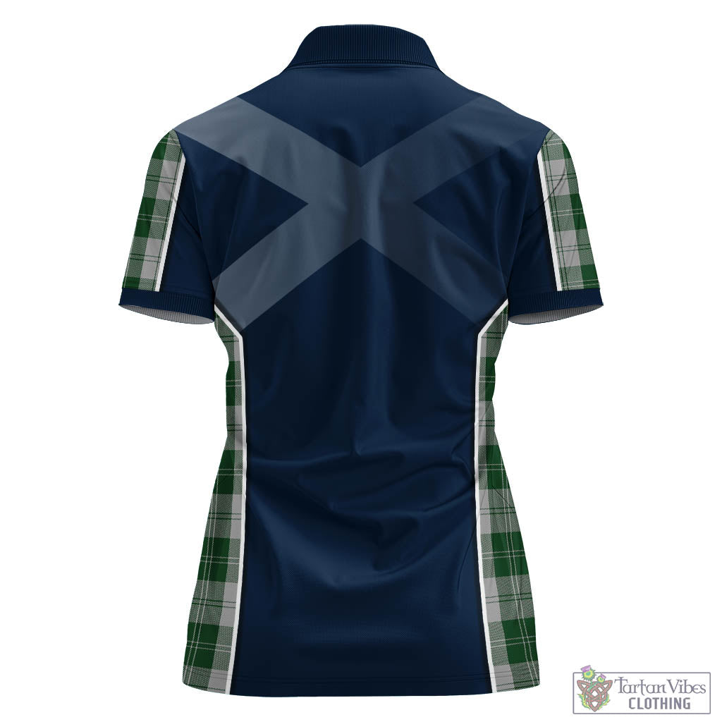Tartan Vibes Clothing Erskine Green Tartan Women's Polo Shirt with Family Crest and Lion Rampant Vibes Sport Style