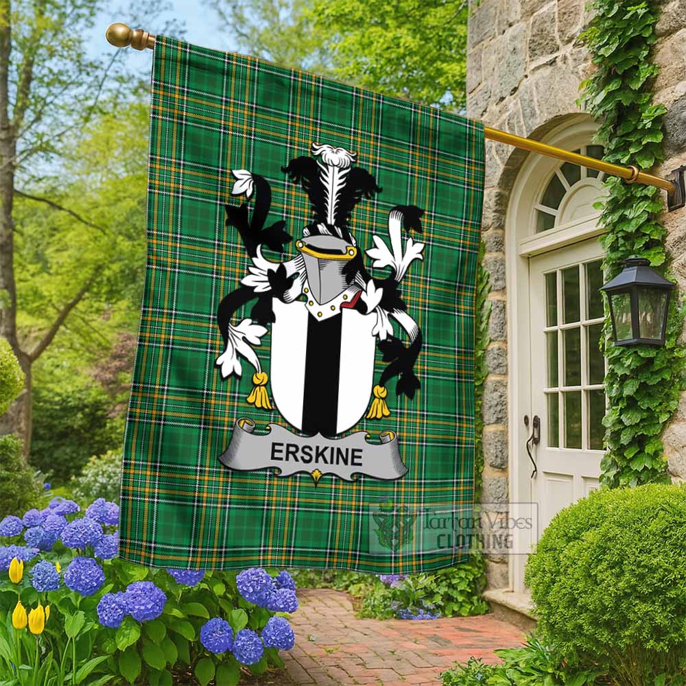 Erskine Irish Clan Tartan Flag with Coat of Arms