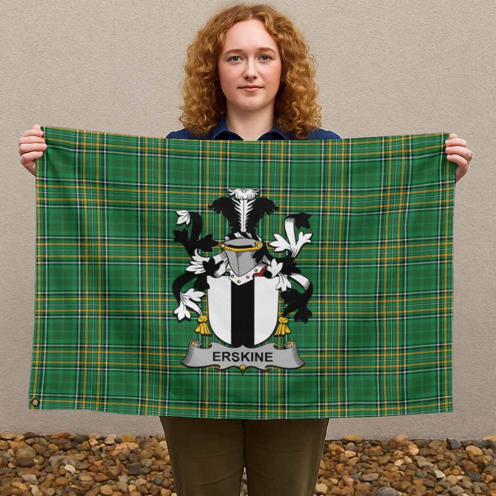 Tartan Vibes Clothing Erskine Irish Clan Tartan House Flag with Coat of Arms