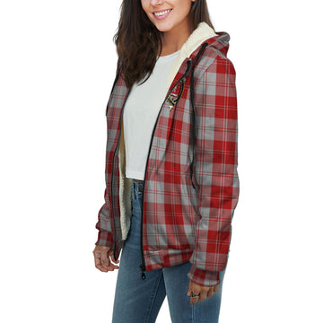 Erskine Red Tartan Sherpa Hoodie with Family Crest
