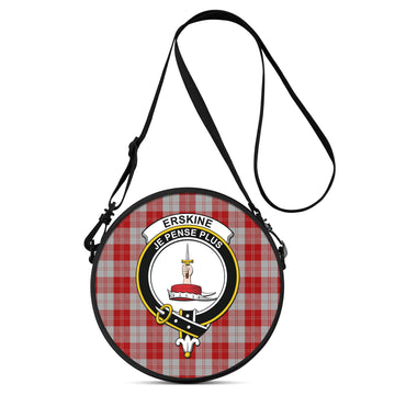 Erskine Red Tartan Round Satchel Bags with Family Crest