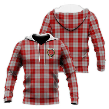 Erskine Red Tartan Knitted Hoodie with Family Crest