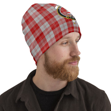 Erskine Red Tartan Beanies Hat with Family Crest