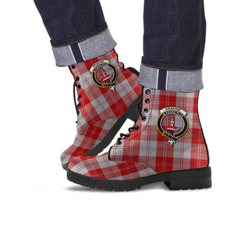 Erskine Red Tartan Leather Boots with Family Crest