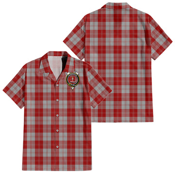 Erskine Red Tartan Short Sleeve Button Down Shirt with Family Crest