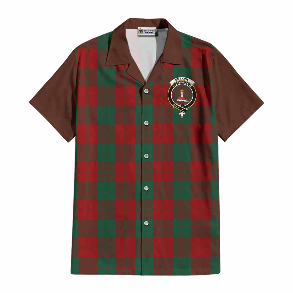 Erskine Tartan Accent Cotton Hawaiian Shirt with Family Crest