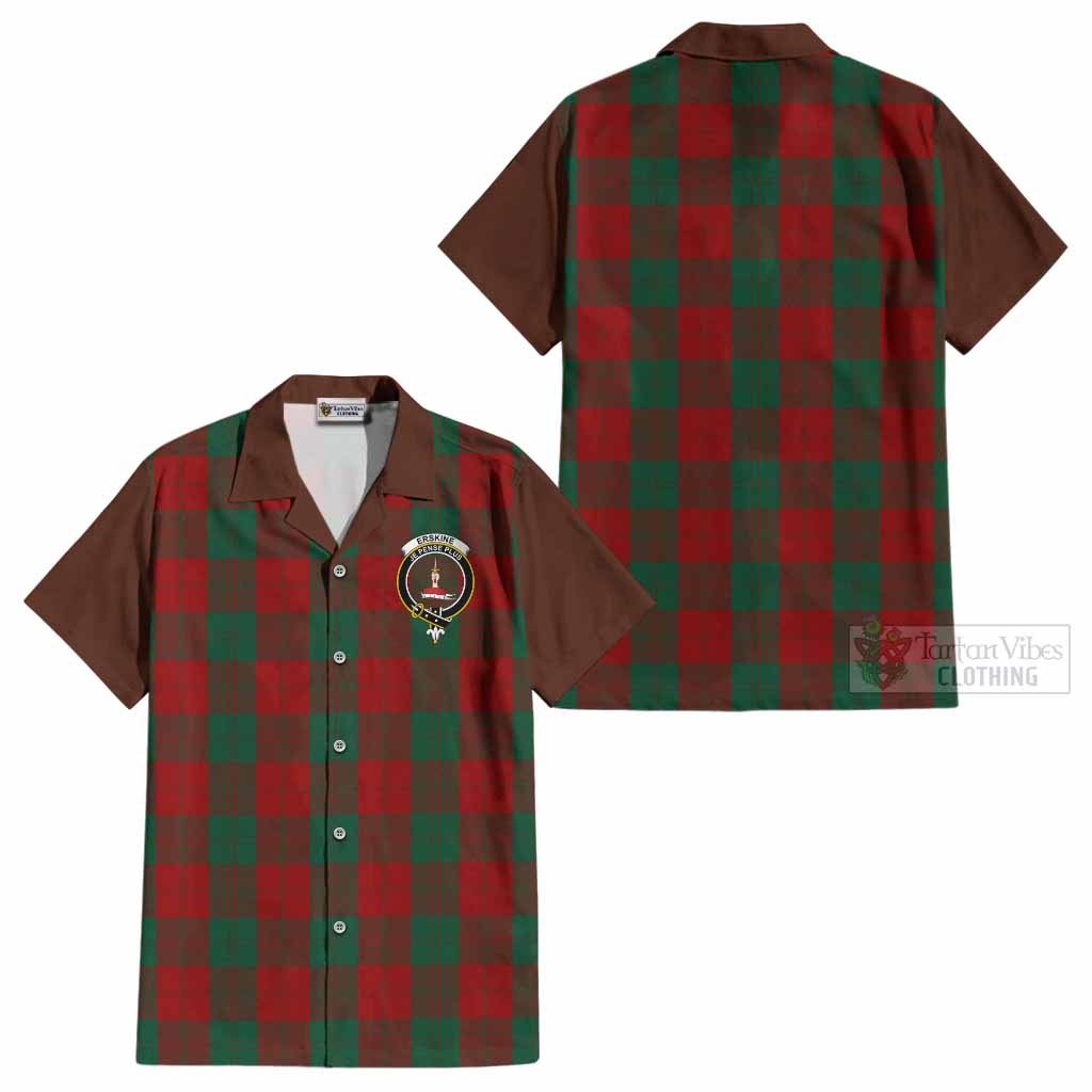 Erskine Tartan Accent Cotton Hawaiian Shirt with Family Crest