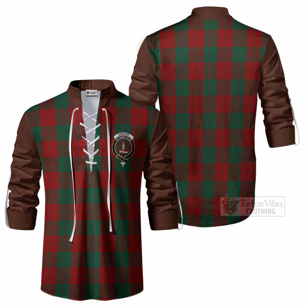 Erskine Tartan Accent Ghillie Shirt with Family Crest