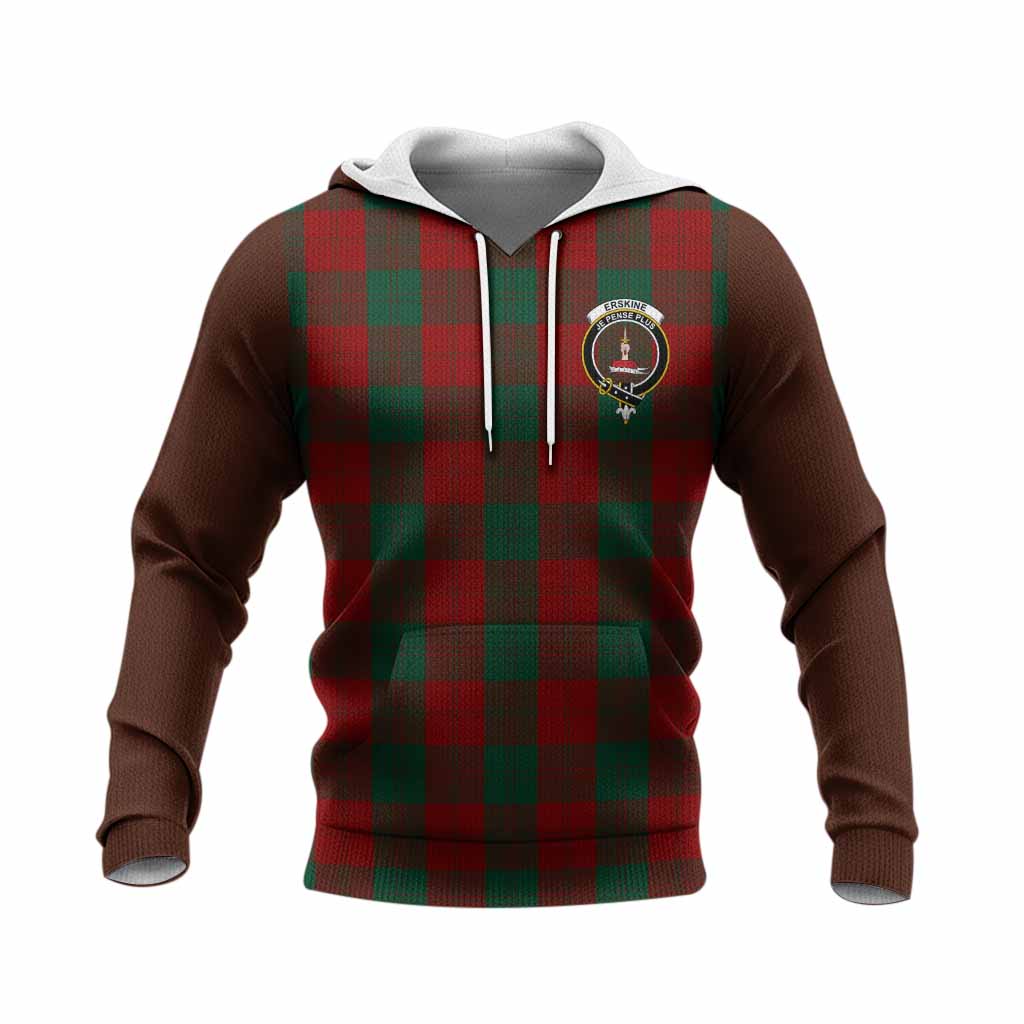 Erskine Tartan Accent Knitted Hoodie with Family Crest