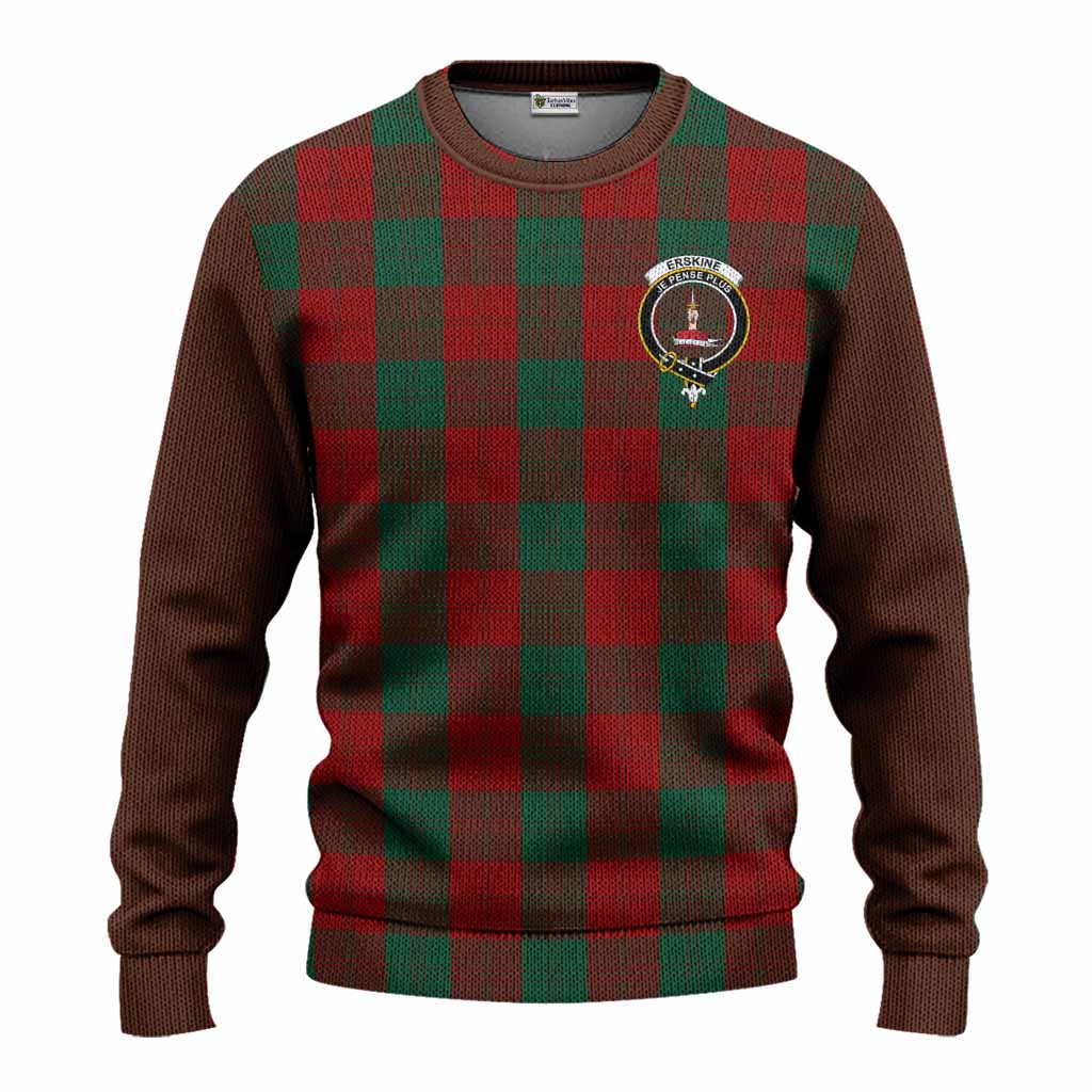 Erskine Tartan Accent Knitted Sweater with Family Crest