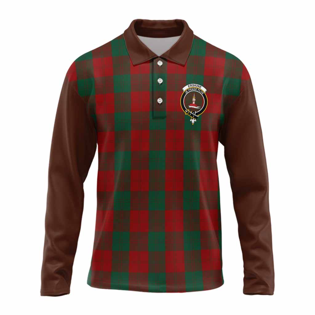Erskine Tartan Accent Long Sleeve Polo Shirt with Family Crest
