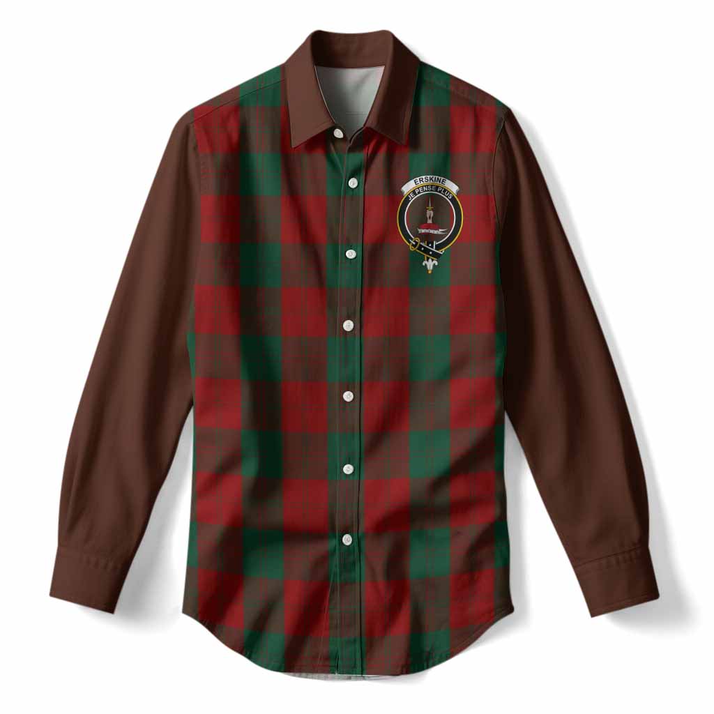 Erskine Tartan Accent Women Casual Shirt with Family Crest