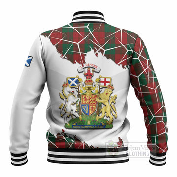 Erskine Tartan Baseball Jacket with Family Crest and Lion Rampant Grunge Style