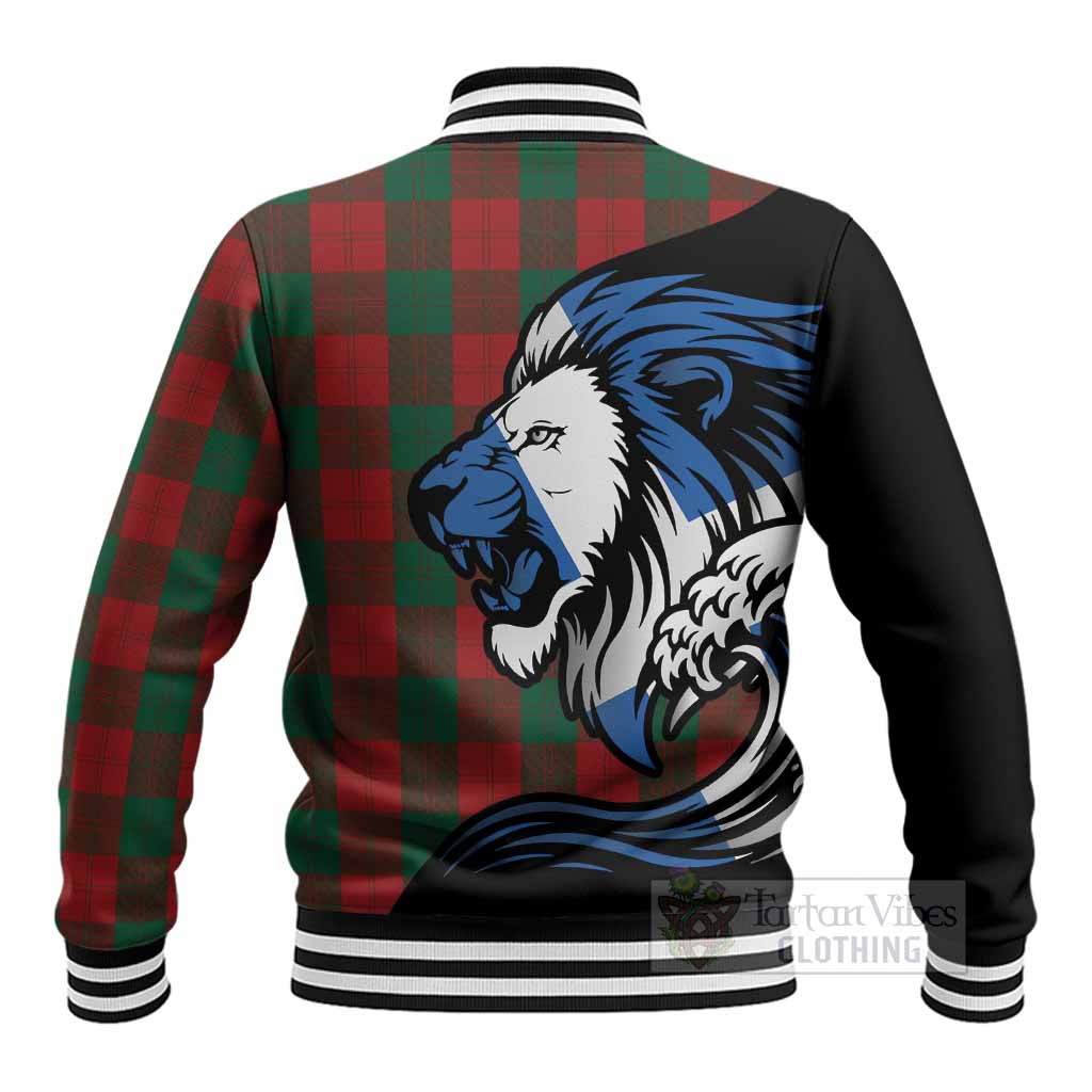 Erskine Tartan Crest Baseball Jacket Scottish Golden Lions Wave Flow