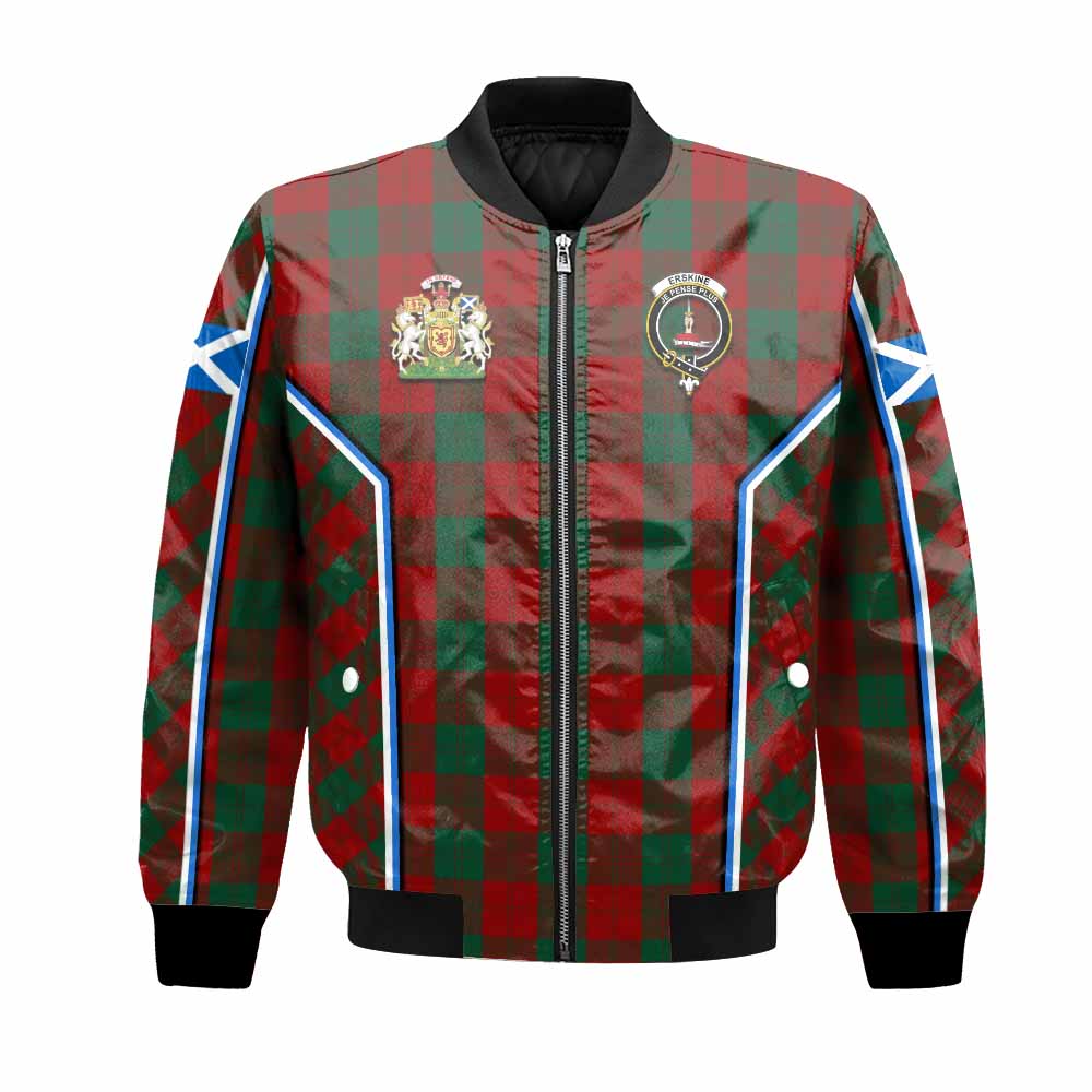 Erskine Tartan Crest Bomber Jacket Scotland Coat of Arm Flag Style - Tartan Vibes Clothing
