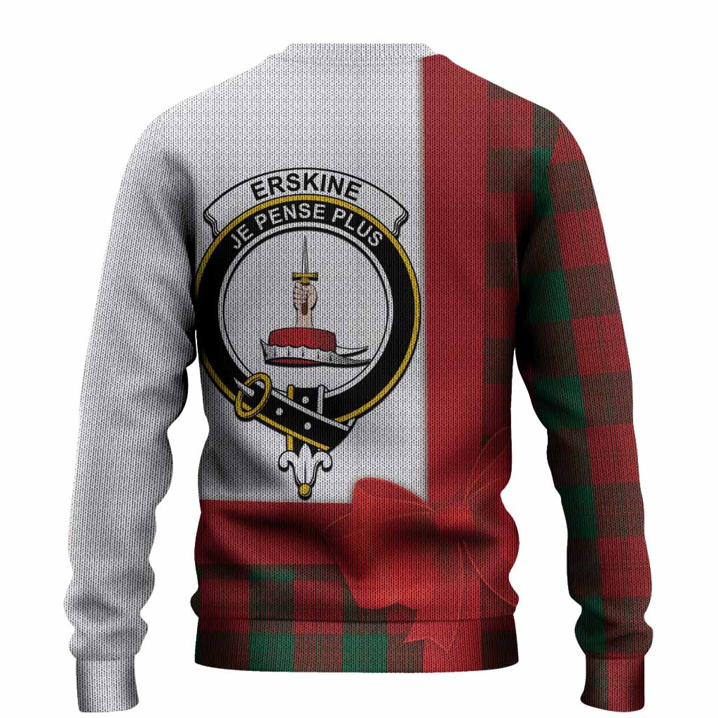 Erskine Tartan Crest Christmas Christmas Ugly Sweater Highland Cow Bagpipes Coquette Bow Style