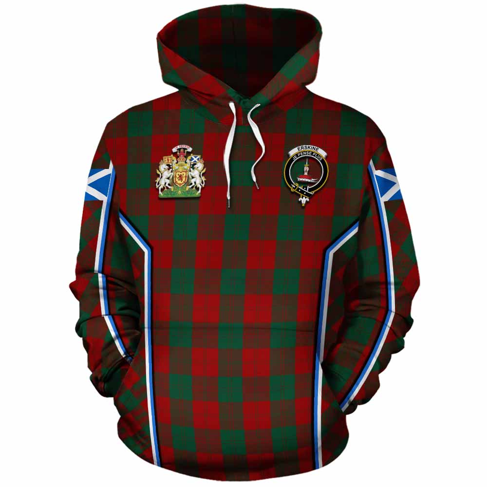 Erskine Tartan Crest Cotton Hoodie Scotland Coat of Arm Flag Style - Tartan Vibes Clothing