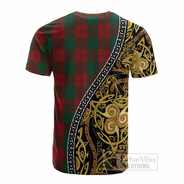 Erskine Tartan Crest Cotton T-shirt Celtic Knot and Triple Trickle Spiral Symbols