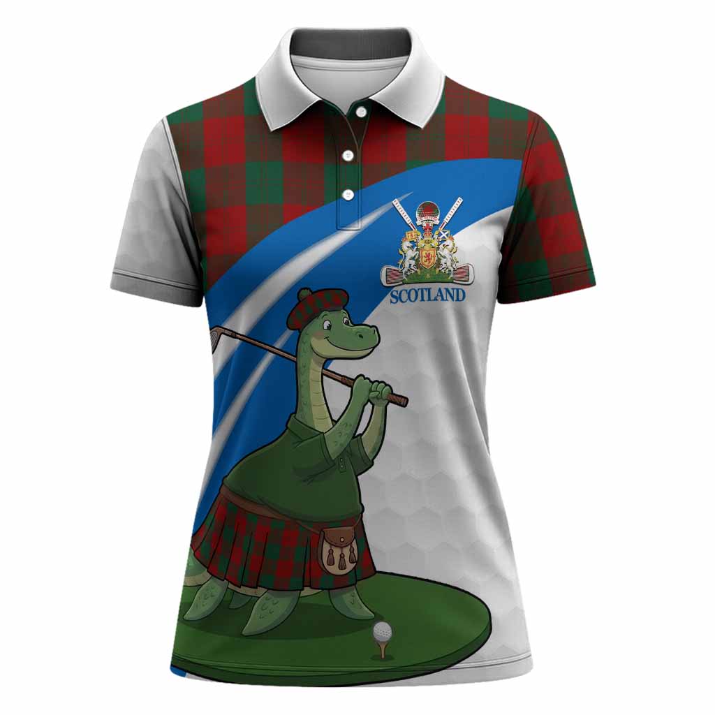 Erskine Tartan Crest Golf Nessie Women Polo Shirt Loch Ness Monster Sporty Style