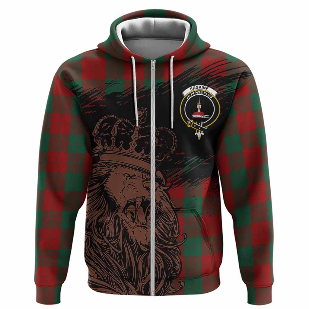 Erskine Tartan Crest Hoodie Crowned Lion Heritage Style