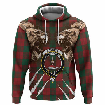 Erskine Tartan Crest Hoodie Ferocious Lion Style