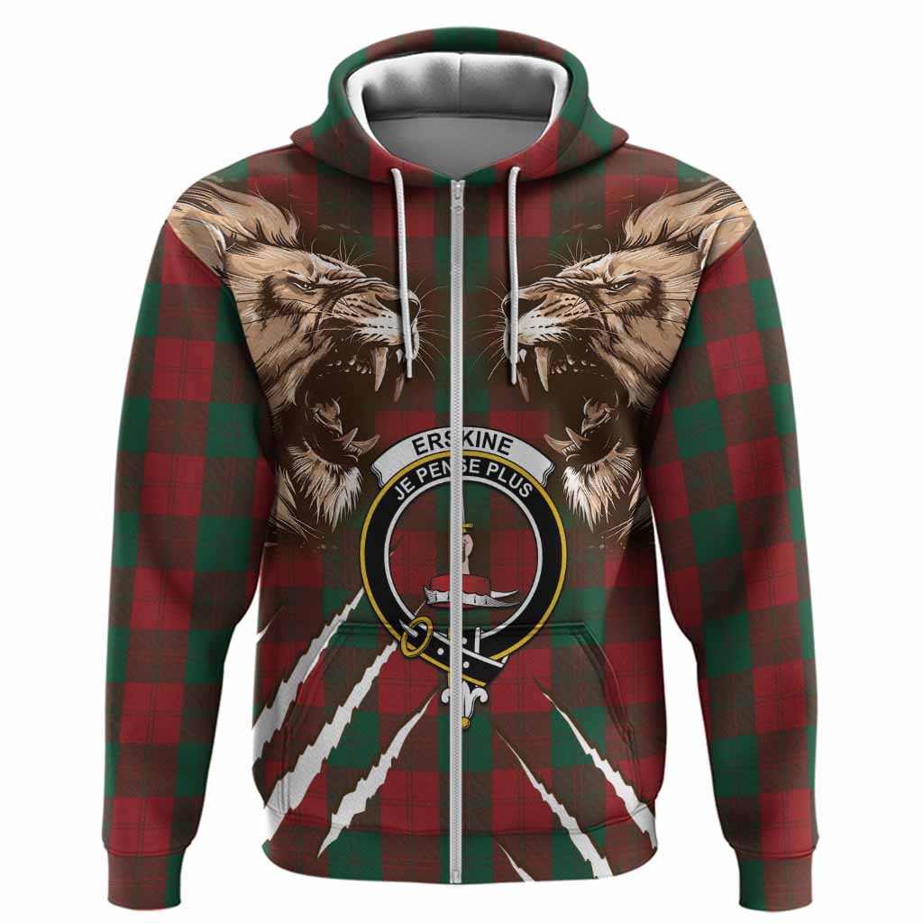 Erskine Tartan Crest Hoodie Ferocious Lion Style