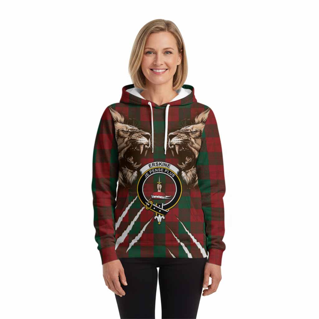 Erskine Tartan Crest Hoodie Ferocious Lion Style