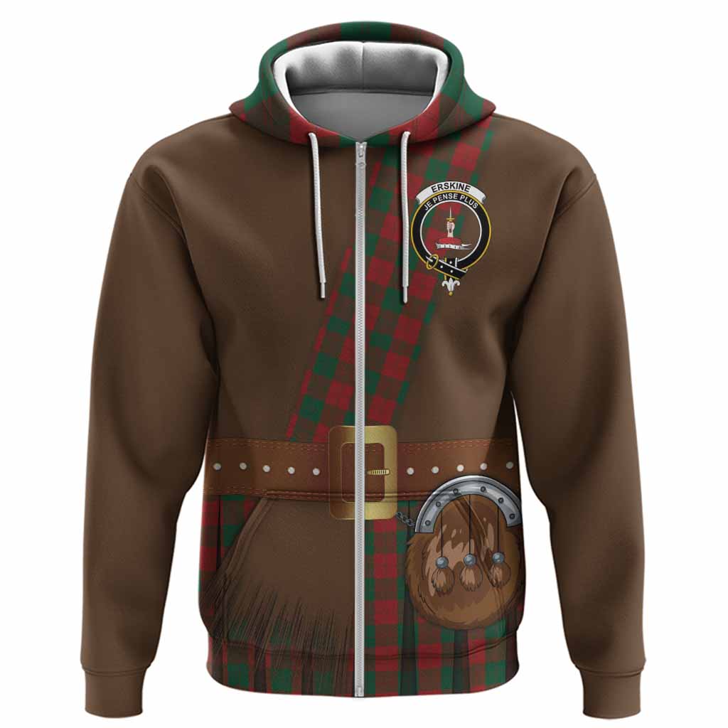 Erskine Tartan Crest Hoodie Kilt Costume Style