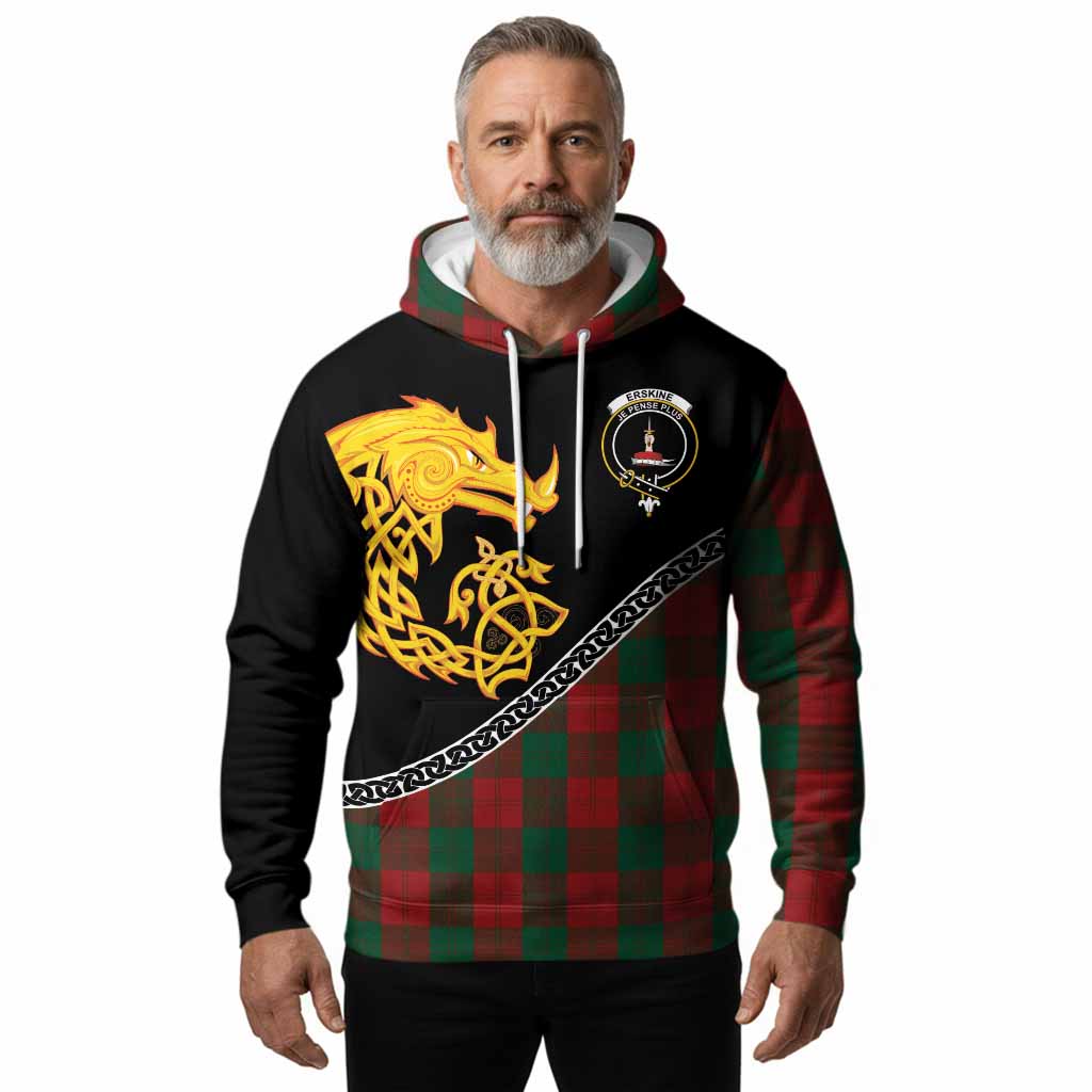 Erskine Tartan Crest Hoodie Legendary Dragon Knot Half Style