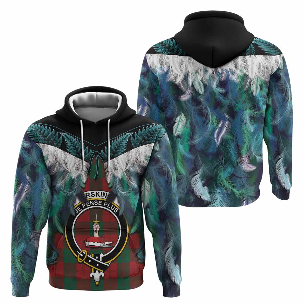 Erskine Tartan Crest Hoodie New Zealand Maori Korowai Cloak
