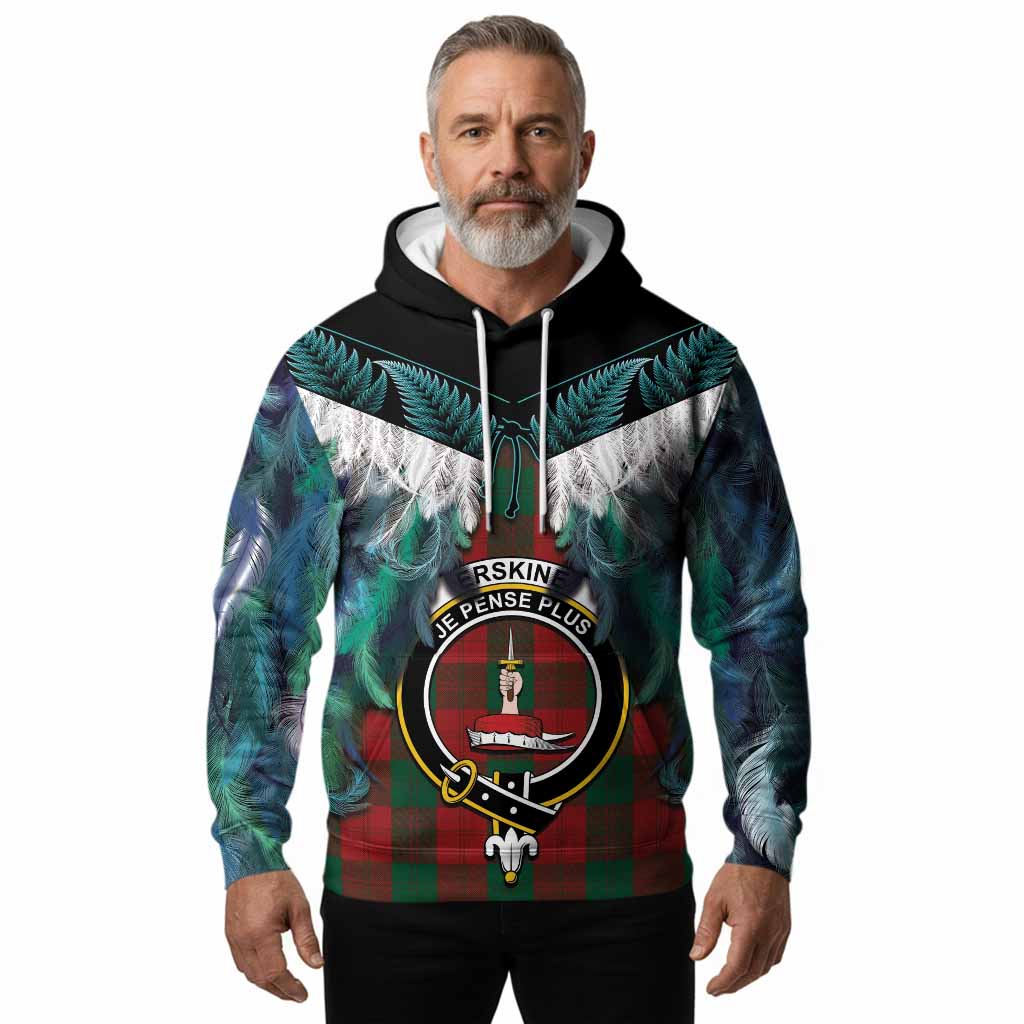 Erskine Tartan Crest Hoodie New Zealand Maori Korowai Cloak