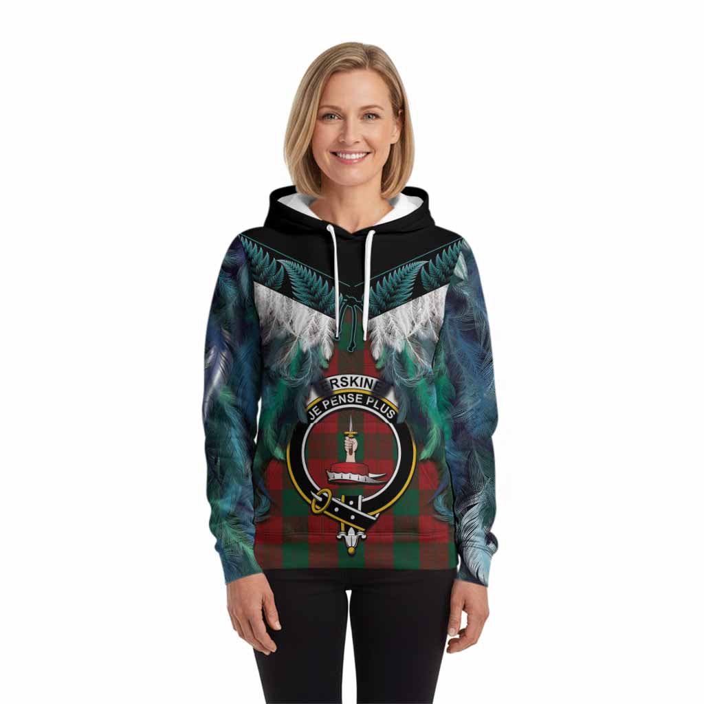 Erskine Tartan Crest Hoodie New Zealand Maori Korowai Cloak
