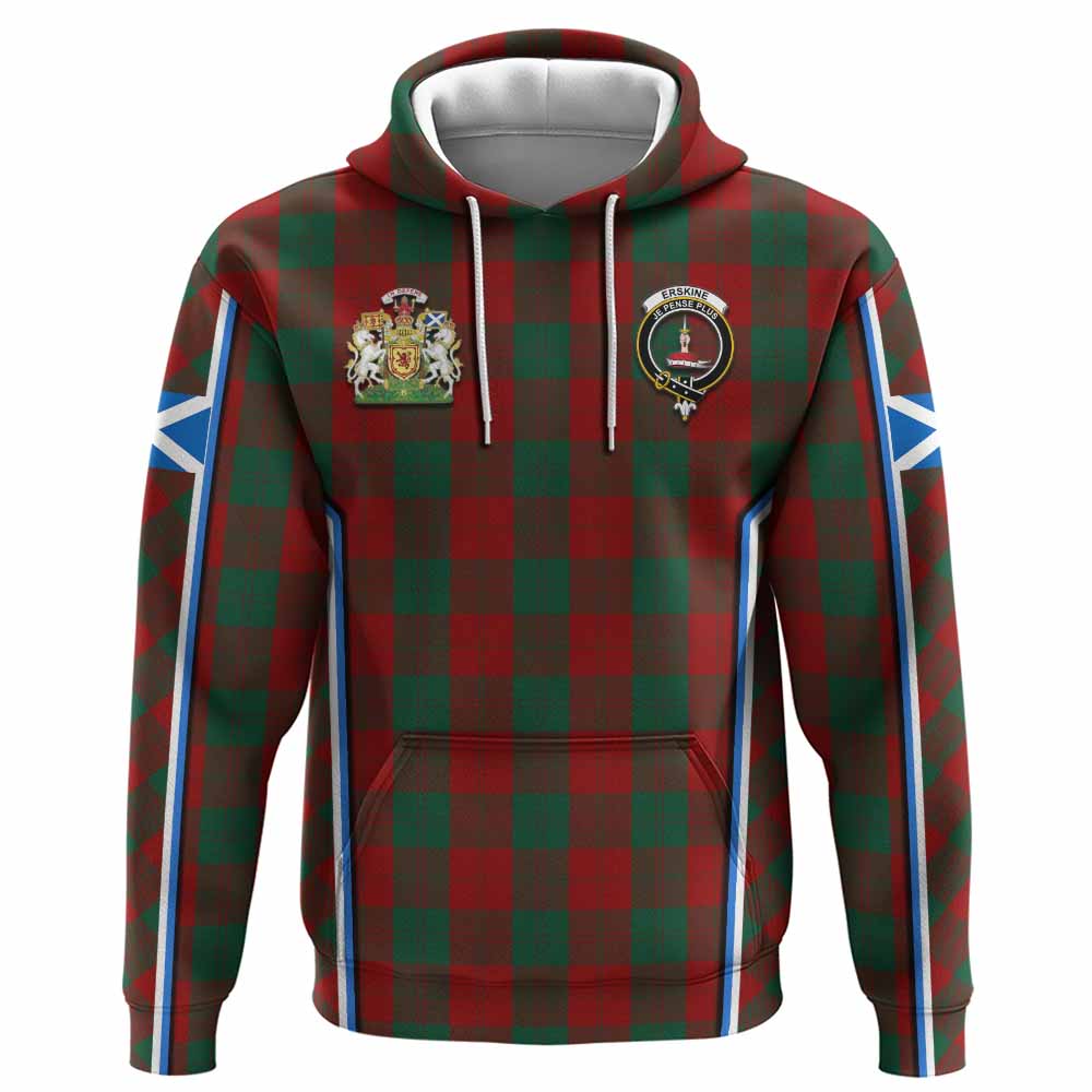 Erskine Tartan Crest Hoodie Scotland Coat of Arm Flag Style - Tartan Vibes Clothing