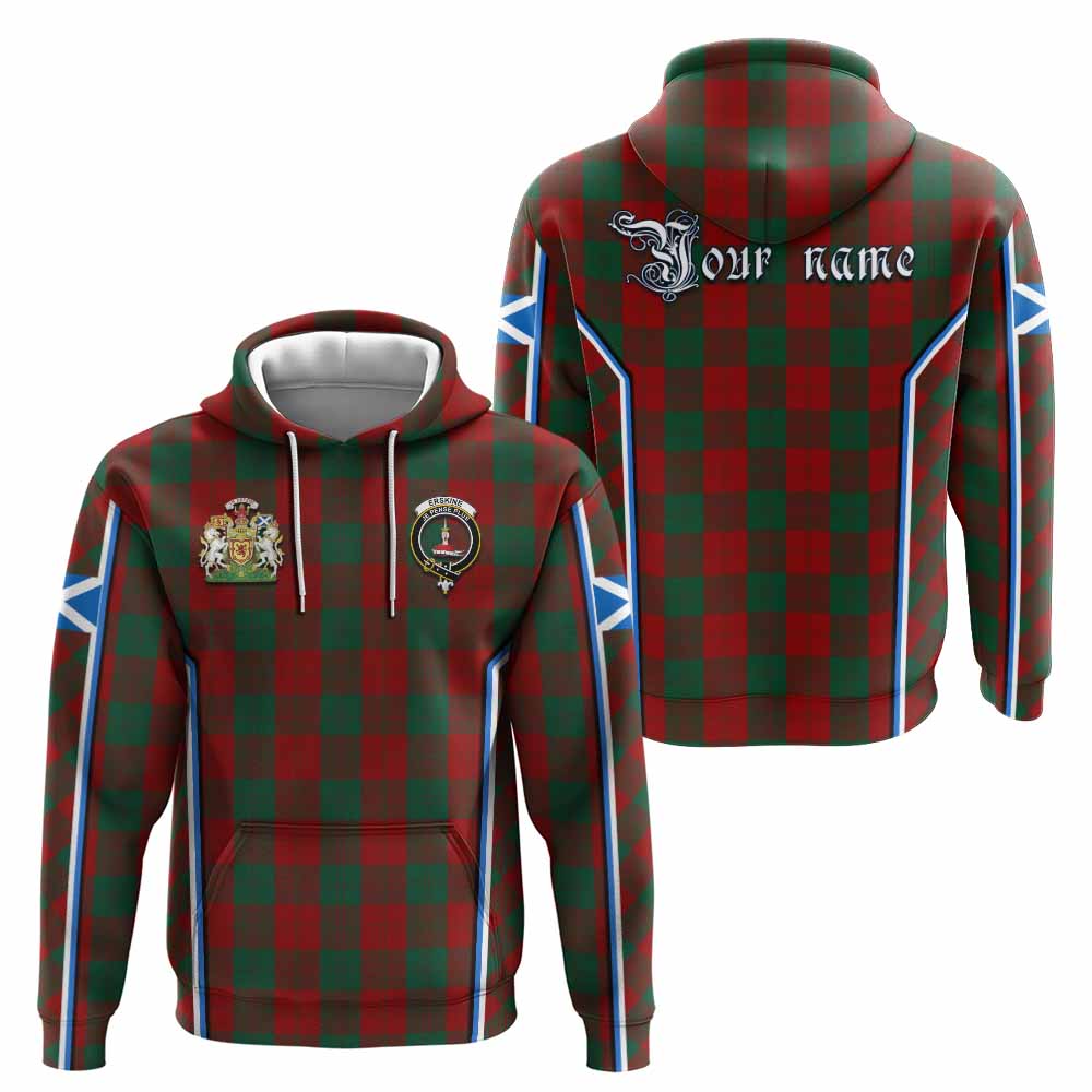 Erskine Tartan Crest Hoodie Scotland Coat of Arm Flag Style - Tartan Vibes Clothing