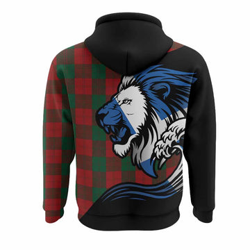 Erskine Tartan Crest Hoodie Scottish Golden Lions Wave Flow