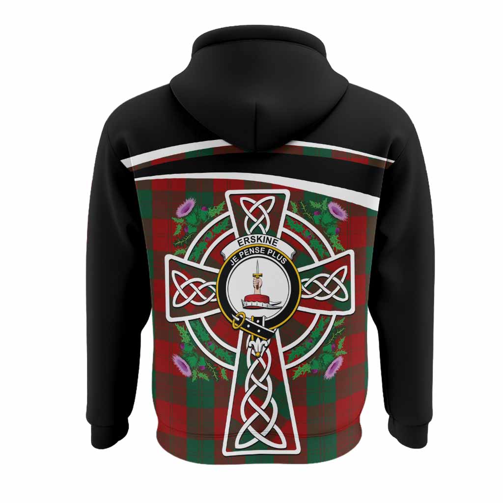 Erskine Tartan Crest Hoodie Scottish Thistle Celtic Cross Alba Gu Brath